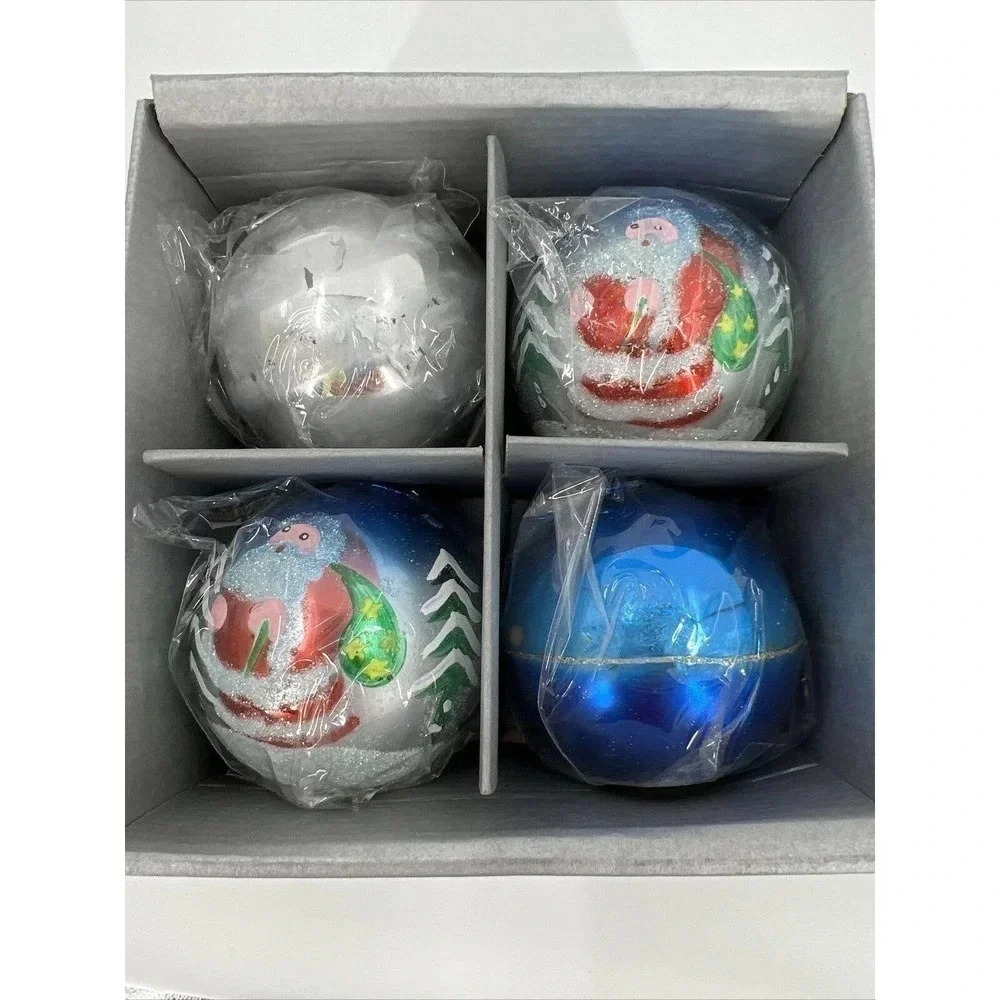 NEW Set Of 4 Chesapeake Bay Candle Christmas Ornaments Hand Painted Metallic